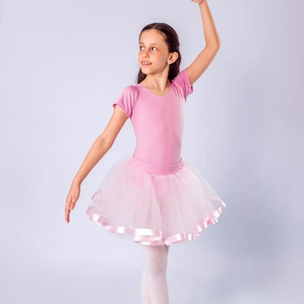 Saia Tutu Rosa com Fitas de Cetim